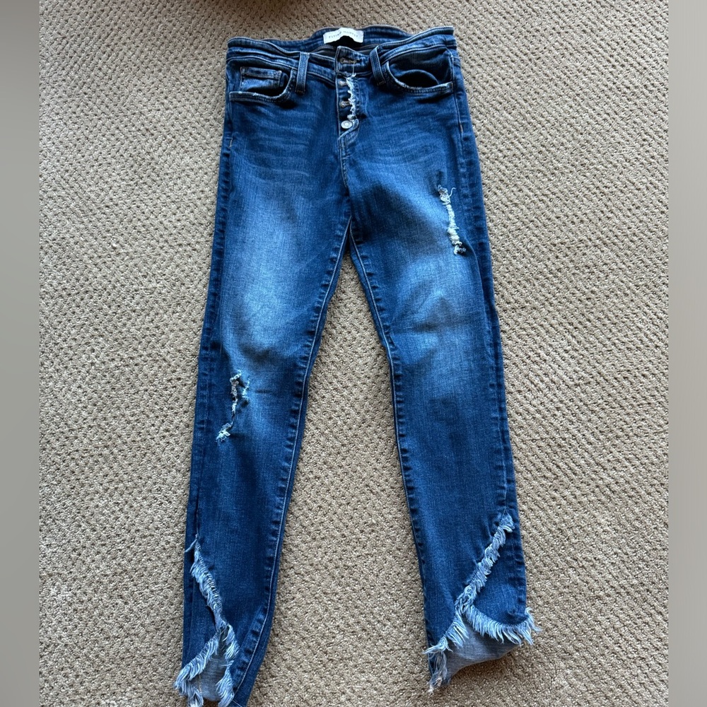 Button Fly Skinny Jeans Dark Wash